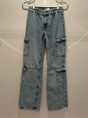 Zara Light Blue Relaxed Fit Jeans with Cargo Pocket